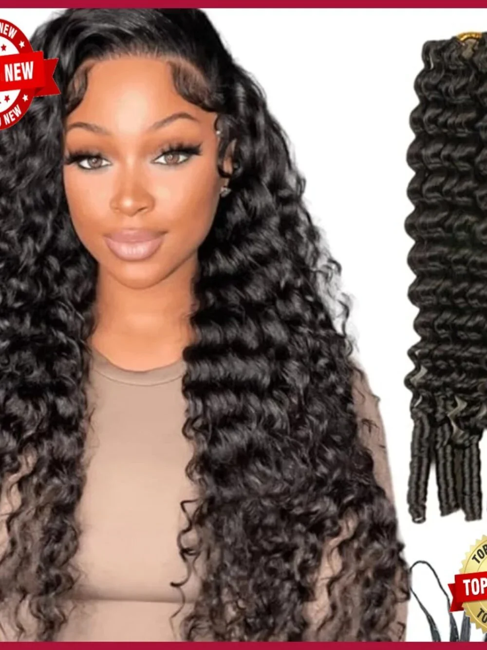16 Inch Human Hair Crochet Extensions Deep Wave Burmese Curls Pre Looped